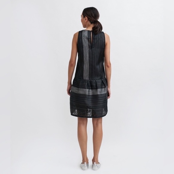 Ace & Jig Black Shadow/Metallic Silver Party Frock Sleeveless Knee Length Dress - Picture 15 of 16